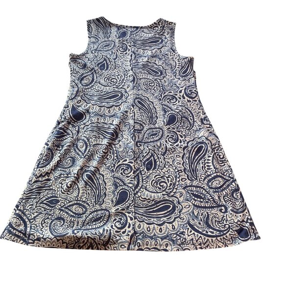 NWT Ronni Nicole Sleeveless Paisley Print White/Indigo Dress L blues new - Picture 6 of 11